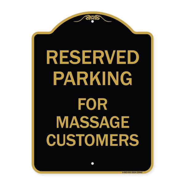 Signmission Designer Series Sign-For Massage Customers, Black & Gold Aluminum Sign, 18" x 24", BG-1824-23946 A-DES-BG-1824-23946 - main